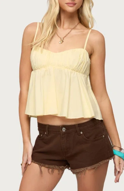 Edikted Byrdie Ruched Babydoll Camisole In Yellow
