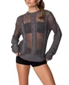Edikted Cable Open Knit Sweater In Dark Gray