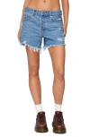 EDIKTED EDIKTED CALE DISTRESSED LOW RISE CUTOFF DENIM SHORTS