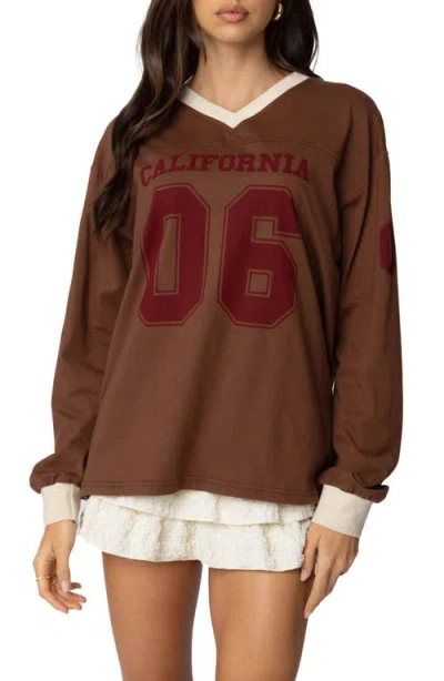 Edikted 06 Oversized Long Sleeve T-shirt In Brown