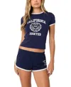 Edikted California Crop Graphic T-shirt In Navy
