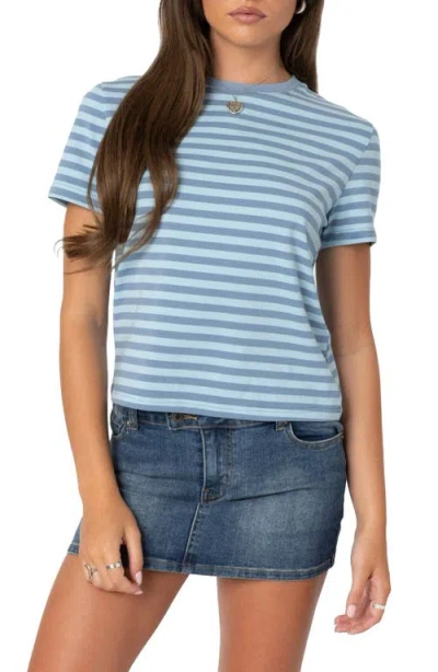 Edikted Callahan Stripe Crewneck T-shirt In Blue