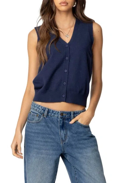 Edikted Cam Knit Vest In Navy