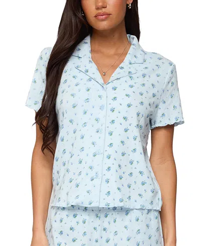 Edikted Camden Floral Pointelle Button Up Shirt