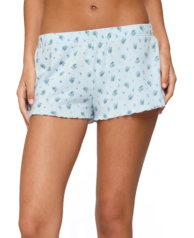 Edikted Camden Floral Pointelle Shorts In Blue