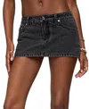 Edikted Camelia Low Rise Denim Miniskort In Black