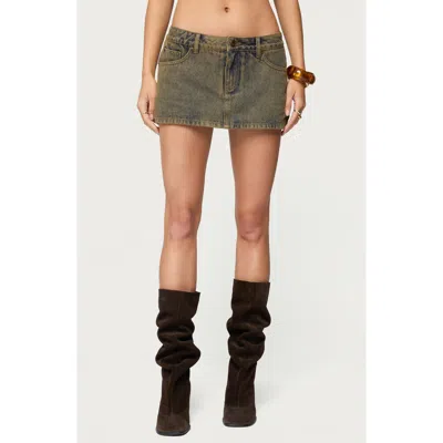 Edikted Camelia Denim Miniskort In Green