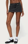 Edikted Camelia Low Rise Denim Miniskort In Black