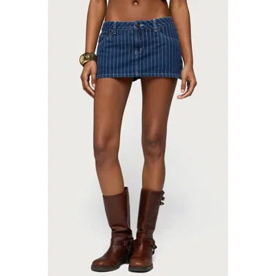 Edikted Camelia Low Rise Denim Miniskort In Blue