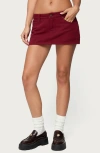 Edikted Camelia Low Rise Denim Miniskort In Red