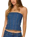 Edikted Camelia Strapless Denim Corset In Blue