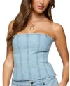Edikted Camelia Strapless Denim Corset Top In Blue