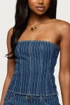 Edikted Camelia Strapless Denim Corset In Blue/and/white, Women's At Urban Outfitters
