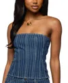 Edikted Camelia Strapless Denim Corset In Multi