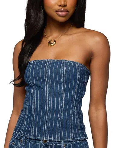 Edikted Camelia Strapless Denim Corset In Multi