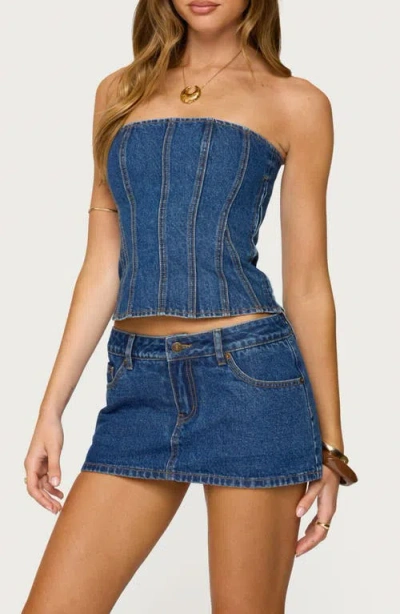 EDIKTED EDIKTED CAMELIA STRAPLESS DENIM CORSET TOP