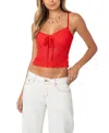 Edikted Cami Sheer Lace Tank Top In Red