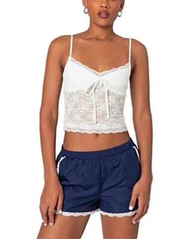 Edikted Cami Sheer Lace Tank Top In White