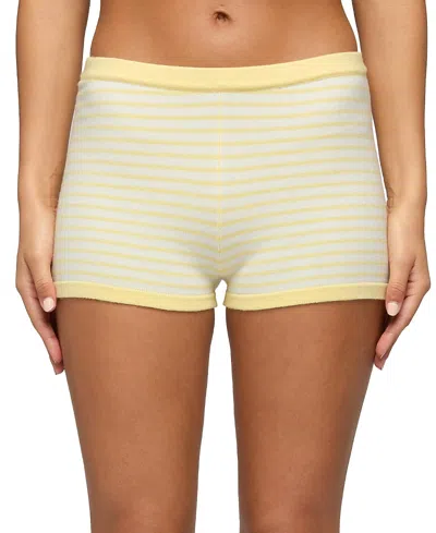 Edikted Camil Striped Knit Shorts In Yellow