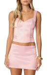 Edikted Camila Satin Corset In Light-pink