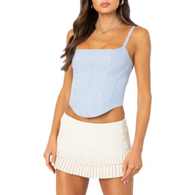 Edikted Cammie Stripe Corset Top In Blue-and-white