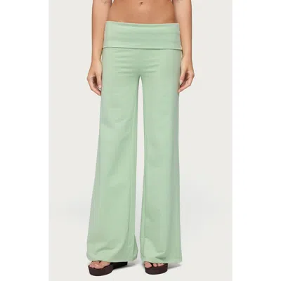 Edikted Cammy Wide Leg Foldover Pants In Green