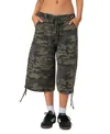 Edikted Camo Cargo Bermuda Shorts In Olive
