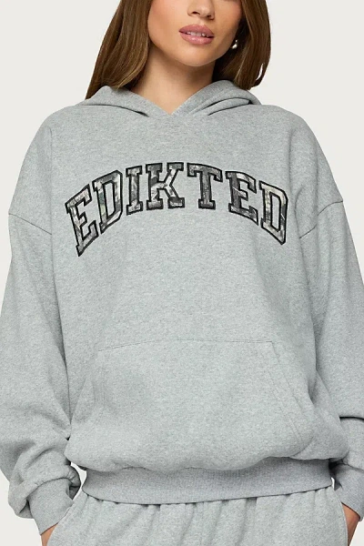 Edikted Camo Crush Oversize Hoodie In Gray