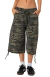 Edikted Camo Cargo Bermuda Shorts In Olive