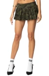 Edikted Camo Low Rise Pleated Miniskort In Olive