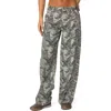 Edikted Camo Print Bow Pocket Low Rise Wide Leg Jeans In Olive