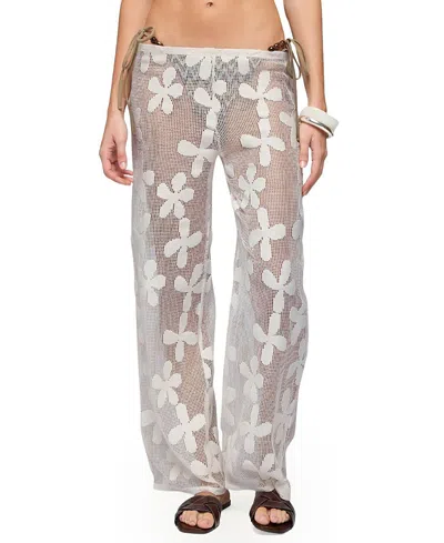 Edikted Candace Floral Texured Sheer Pants In White