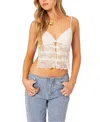 Edikted Cara Sheer Lace Tie Back Camisole In Cream