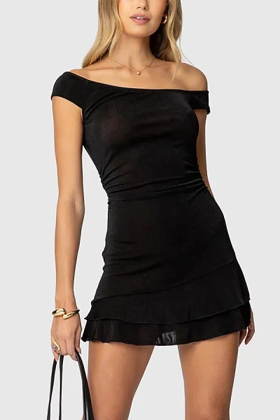 Edikted Carey Asymmetric Mini Dress In Black, Women's At Urban Outfitters