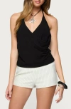 Edikted Carmel Open Back Halter Top In Black
