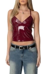 Edikted Carmie Vinyl Camisole In Burgundy