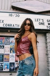 Edikted Carmie Vinyl Tank Top In Burgundy, Women's At Urban Outfitters
