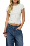Edikted Cary Mixed Button Up T-shirt In White