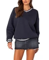 EDIKTED CARYN OVERSIZED V NECK SWEATSHIRT