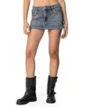 Edikted Casey Lace Up Denim Mini Skirt In Blue Washed
