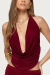 Edikted Caspia Cowl Neck Backless Top In Red