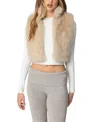 Edikted Cassandra Crop Faux Fur Vest In Tan