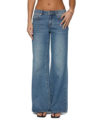 Edikted Casta Heart Low Rise Baggy Jeans In Nude