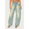 Edikted Cayden Low Rise Denim Washed Barrel Jeans In Blue