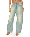 Edikted Cayden Low Rise Denim Washed Barrel Jeans In Blue