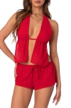 Edikted Cayenne Eyelet Split Front Top In Red
