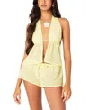 Edikted Cayenne Eyelet Split Front Halter Top In Yellow