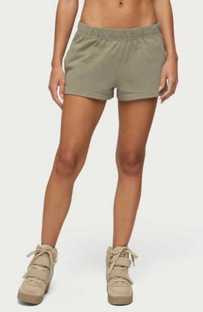 Edikted Cecilia Cotton Low Rise Shorts In Olive