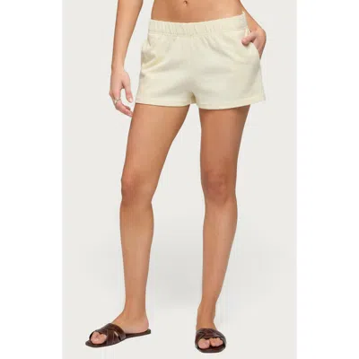 Edikted Cecilia Cotton Low Rise Shorts In White
