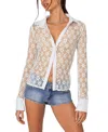 Edikted Cecilia Sheer Lace Button-up Top In White